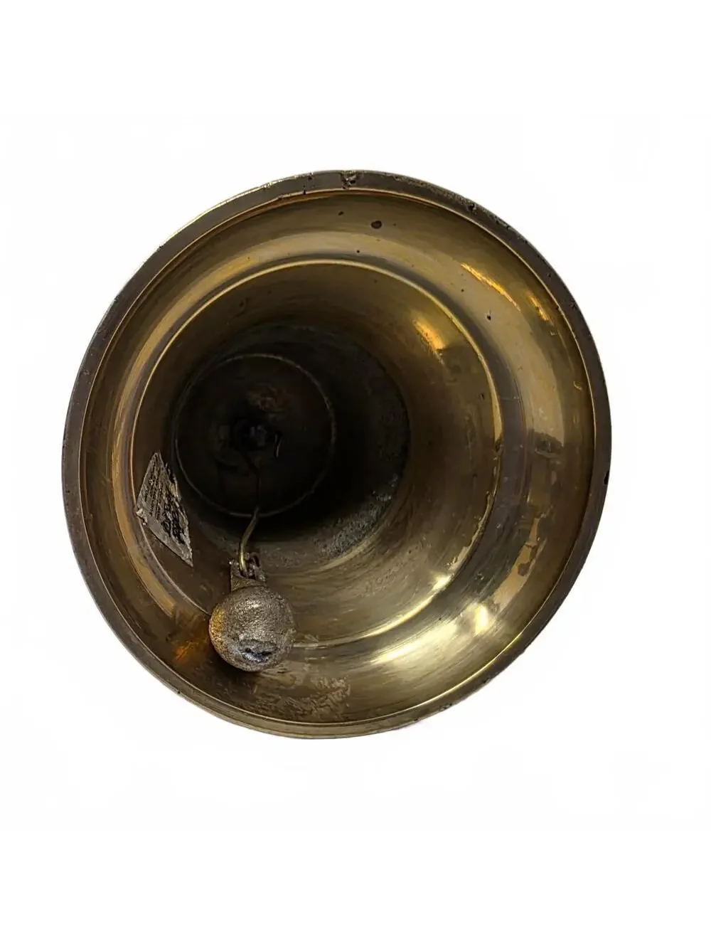 Vintage Enesco Brass Enamel Floral Hand Bell Wood Handle Made in India